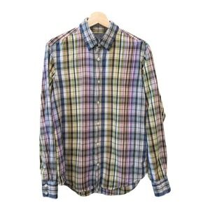 Vince Men's Button Down Plaid Shirt Cotton Linen Blend Multicolor